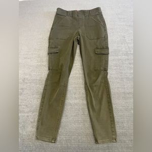 Spanx Cargo Pants Women Medium (Small) Green Stretch Skinny Leg High Rise